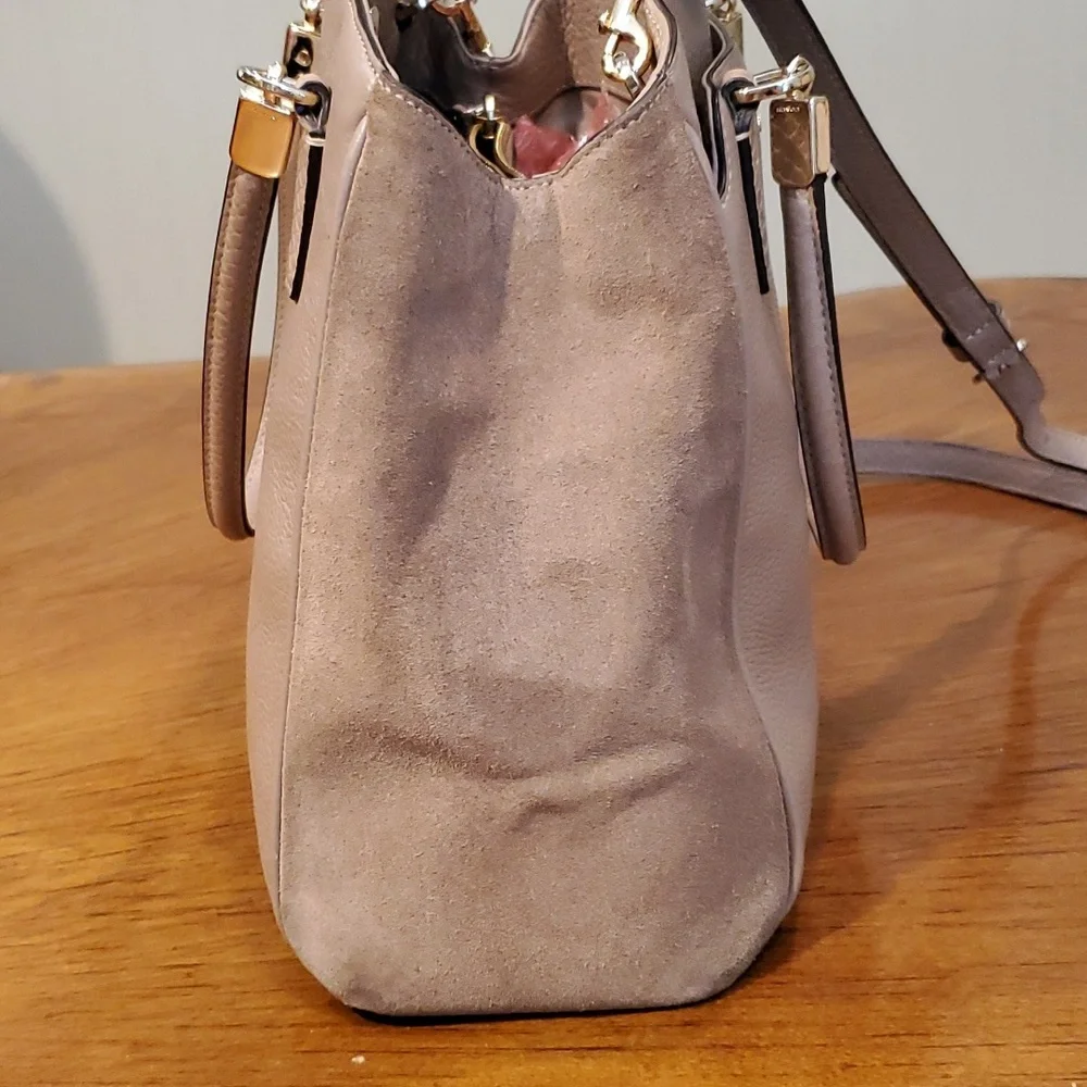 Coach taupe Minetta crossbody leather with suede